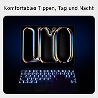 HOU Magic Keyboard iPad Pro 11 M4 2024 - Bluetooth billentyűzet érintőpaddal, 7 színű háttérvilágítással, német QWERTZ kiosztással, fehér 7