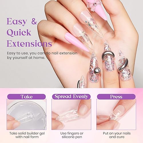 Miniatura 4 de MIZHSE Gel constructor sólido para uñas, gel de escultura de uñas transparente, gel de extensión sólido, no pegajoso, gel para tallar a mano, gel