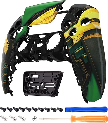 eXtremeRate Armor of Ragnarok - Carcasa frontal para panel táctil, compatible con controlador ps5, carcasa de repuesto para bricolaje, placa frontal