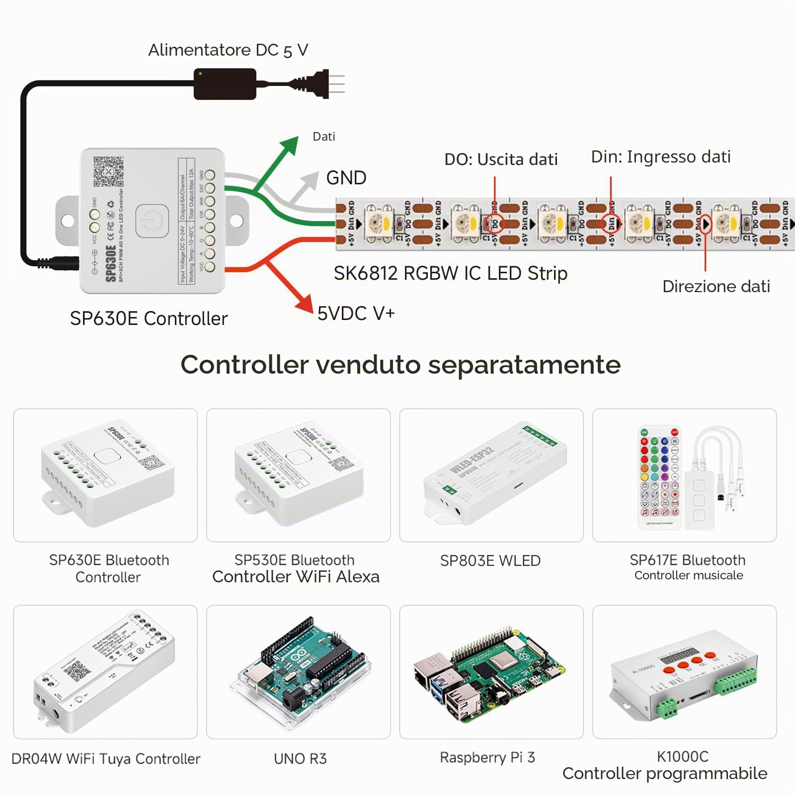 BTF-LIGHTING SK6812RGBW (WS2812B RGBW) RGB + bianco caldo Individualmente indirizzabile 5m 60 LED/pixel/m Flessibile 4 colori in 1 LED sogna colorato Striscia LED IP30 Non impermeabile DC5V PCB nero
