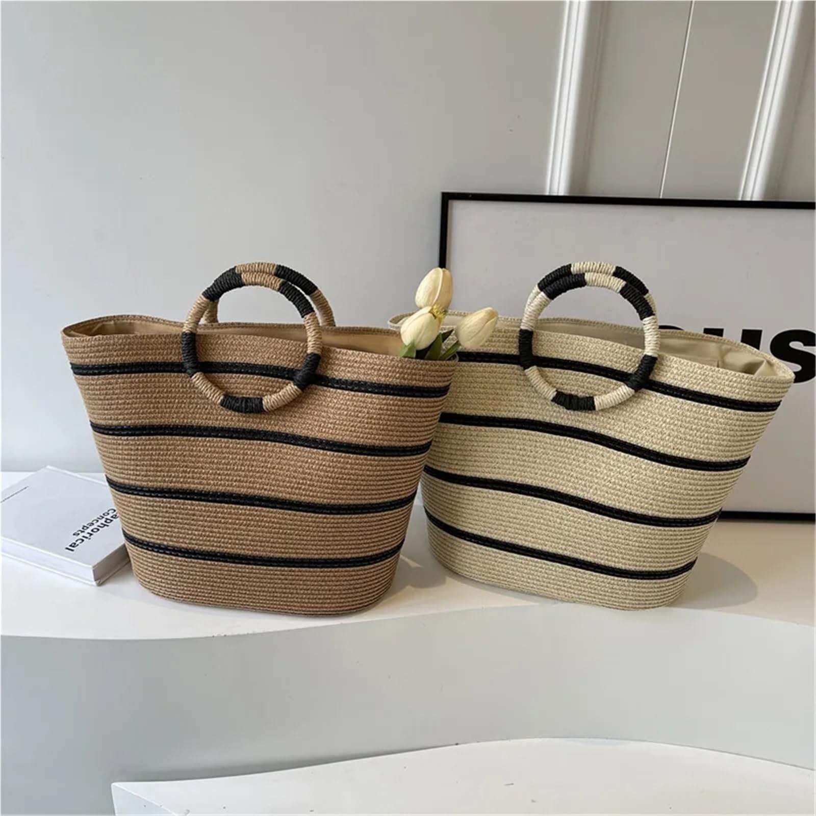 Borsa da spiaggia intrecciata in paglia