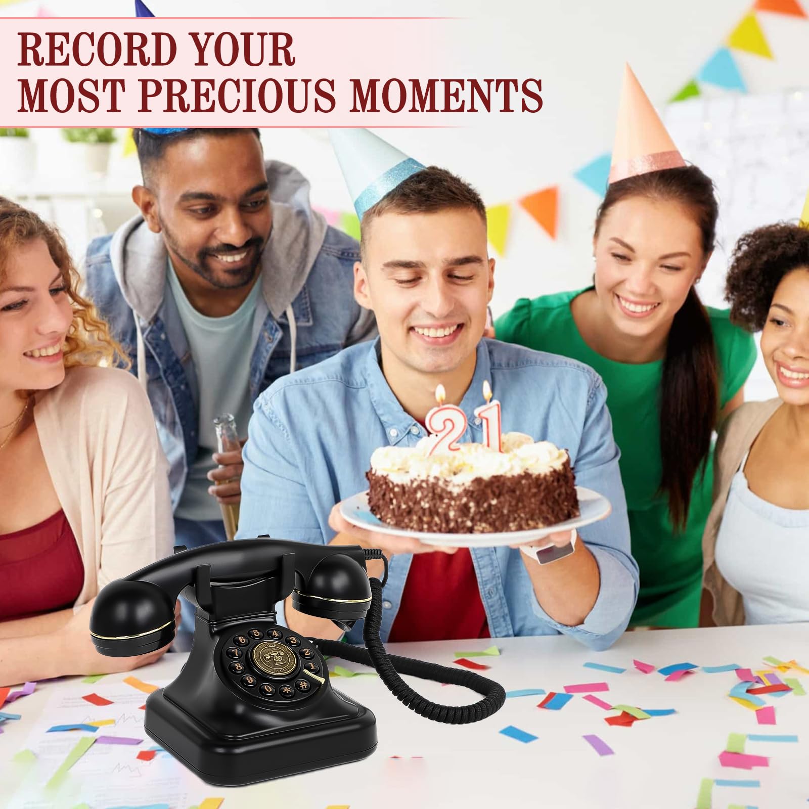 Libro de visitas de audio para teléfono de boda, libro de visitas, grabación de mensajes de audio personalizados, libro de visitas de estilo retro clásico para fiestas, cumpleaños, alquileres