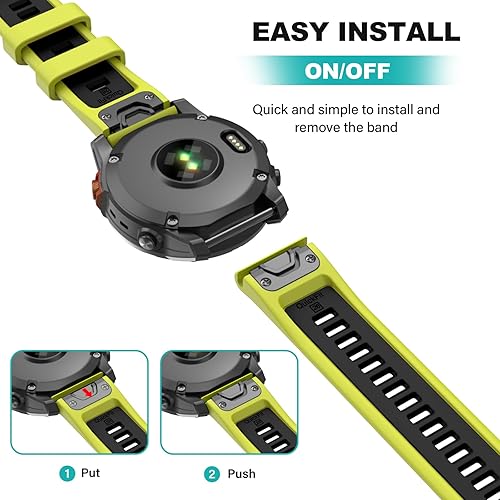 Miniatura 6 de OVERSTEP Correa de reloj para Fenix 7X Pro, bandas de reloj de silicona QuickFit de 1.024 in para Garmin Fenix 7X  Fenix 6X  Fenix 5X  Garmin