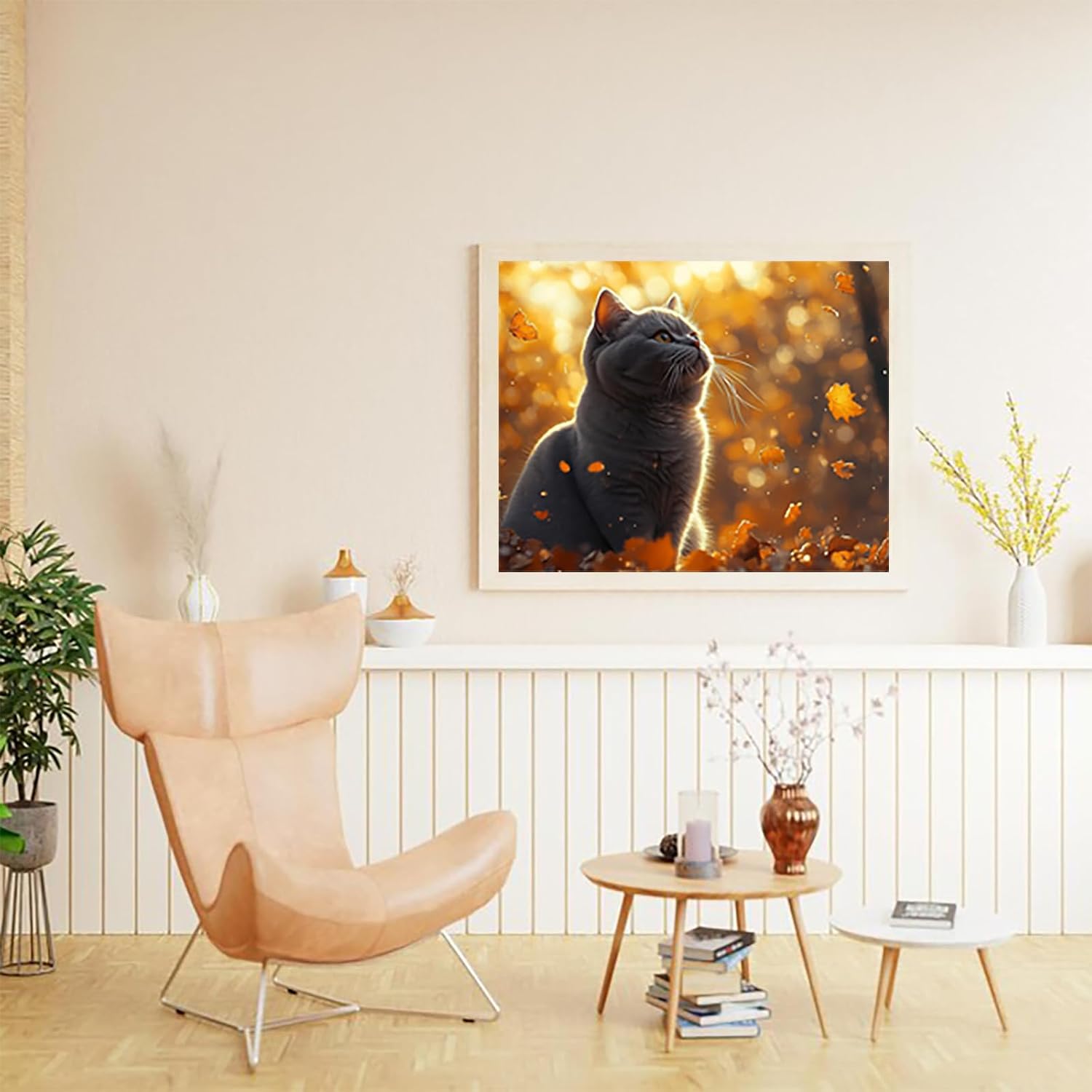 XTXGERL DIY Paint by Number Kits for Adult Beginner, British Shorthair Cat Sitting Plump, Paint by Numbers Kits for Adults, Canvas Painting Gift Kit for Modern Home Wall Decor, 40x50cm image 2