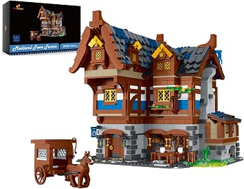 JMBricklayer Medieval 30108 House Building Sets for Adults - Creative Tavern Medieval Castle Construction Toys, Collectible Display Model Kits, Office or Room Decor Gifts for Adult