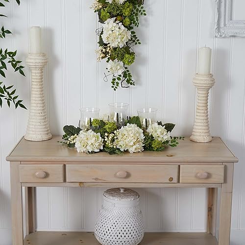Miniatura 4 de Nearly Natural Snowball Hydrangea Triple Candelabrum