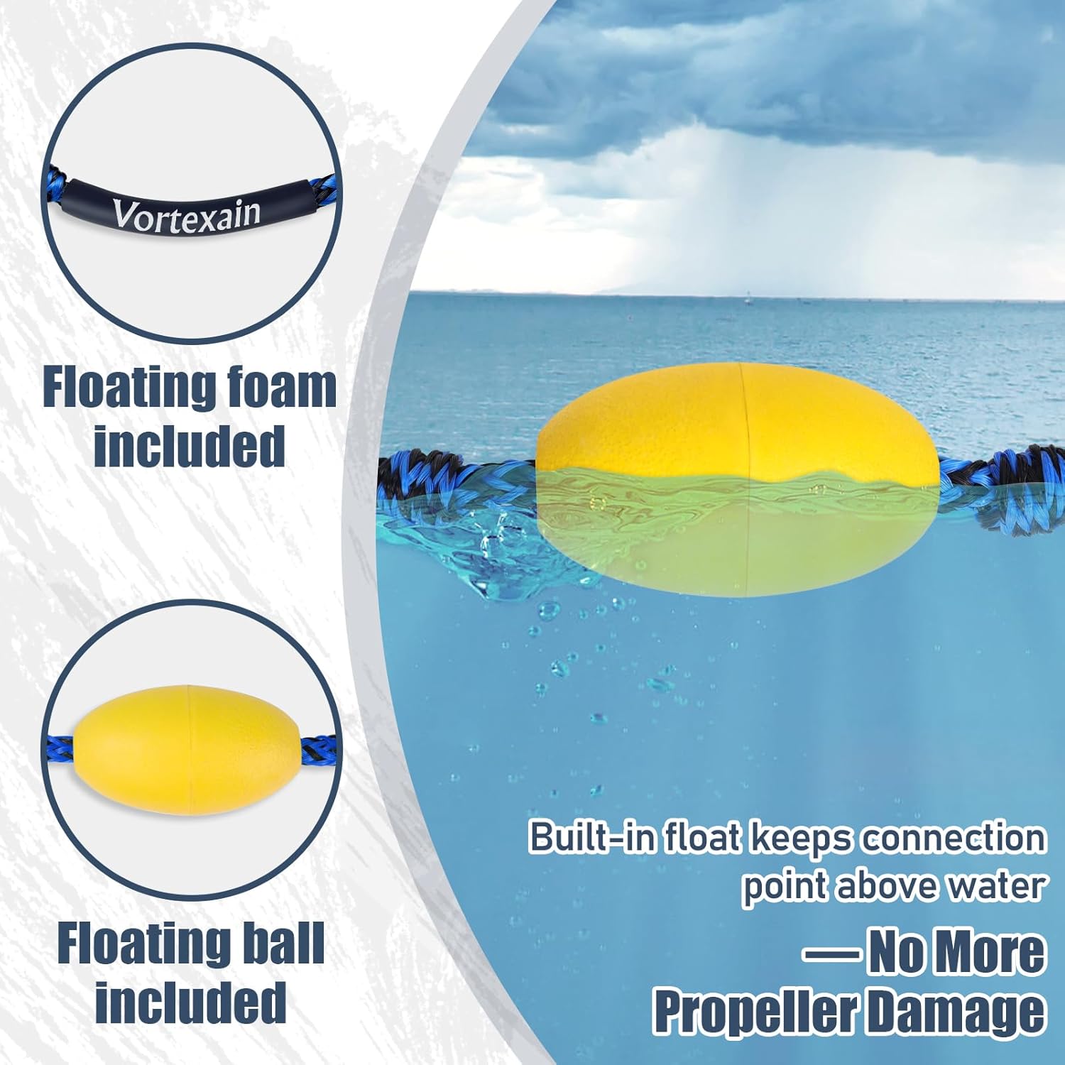 Boat Tow Rope with Stainless Steel, Ropes for Towable Tubes Jet Ski Accessories