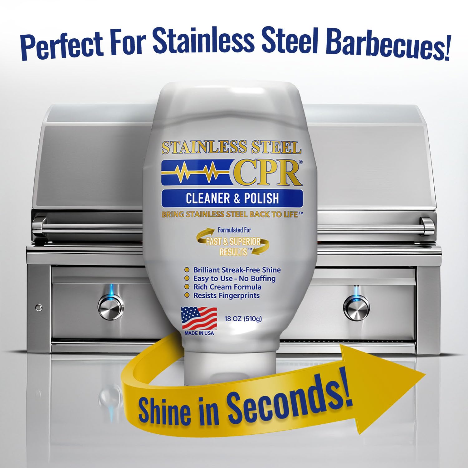 Stainless Steel CPR Detergente e lucidatura per cucina 2 in 1, 510 g | Rimuove impronte digitali, macchie d'acqua e grasso, per frigoriferi, stufe e lavastoviglie