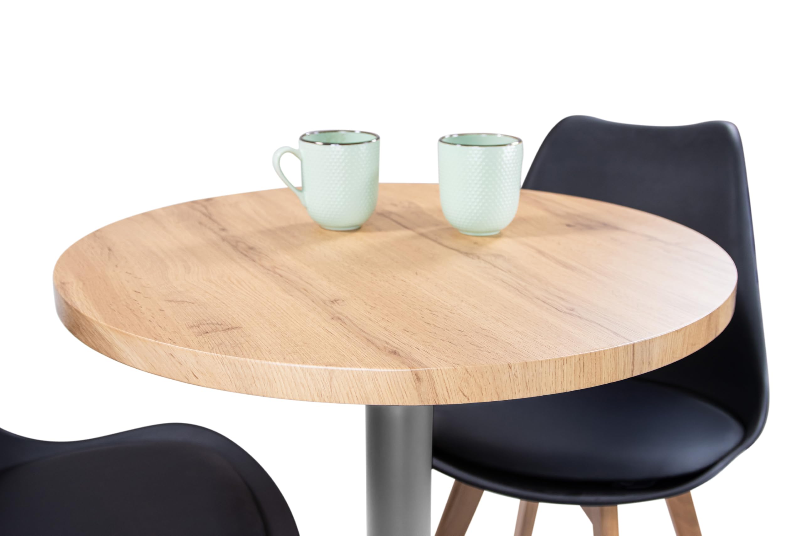 SAM Bistrotisch Joan Ø 60 cm Eiche rund Säulengestell eckig Silber