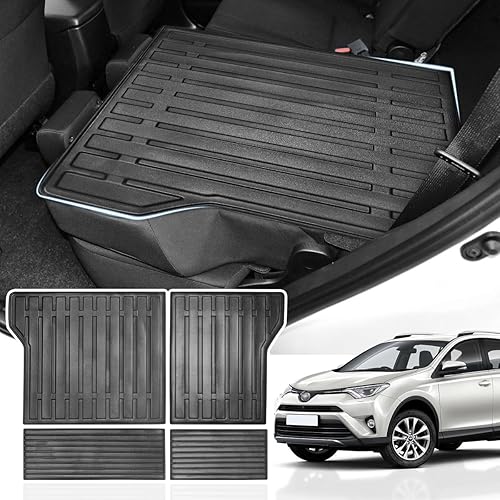Miniatura 8 de Forro para maletero de carga y alfombrillas para respaldo compatibles con Toyota Rav4 2019-2024, forro de carga TPE para todo tipo de clima,