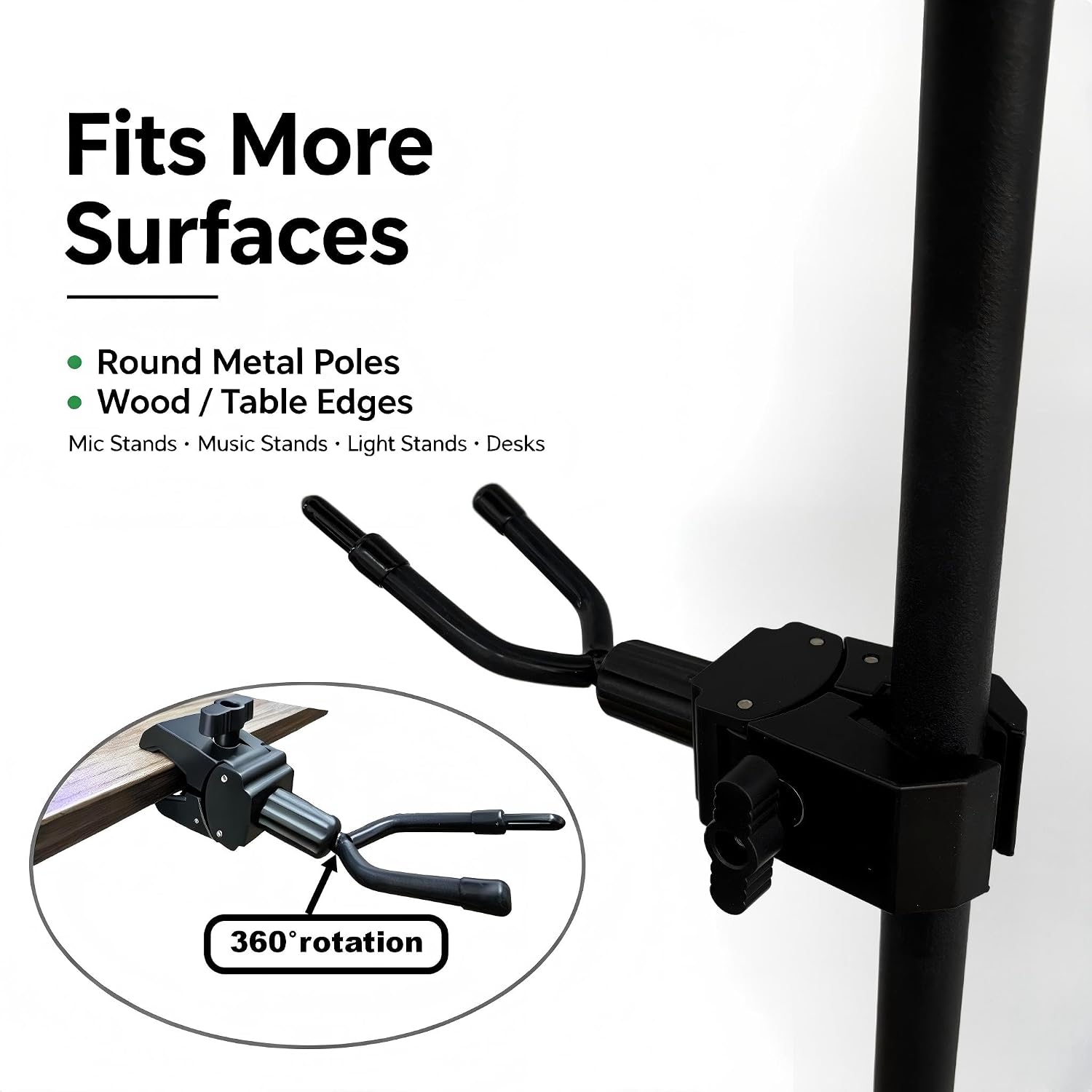 Clip-on Violin Hanger for Microphone Stand,Sheet Music Stand and Desktop,Metal Viola Hanger Hook image 2
