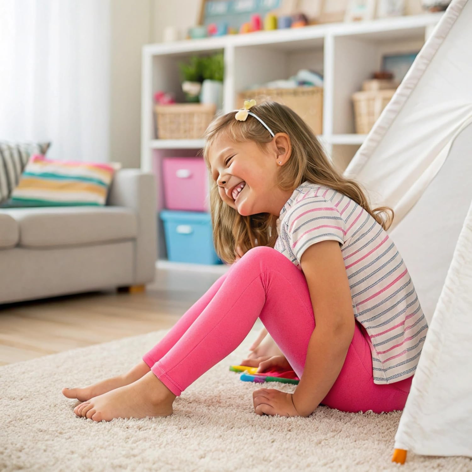 JARMAKO Toddler Girls' Soft Cotton Pants, 4-Pack Leggings, 2-6 Years - Image 2