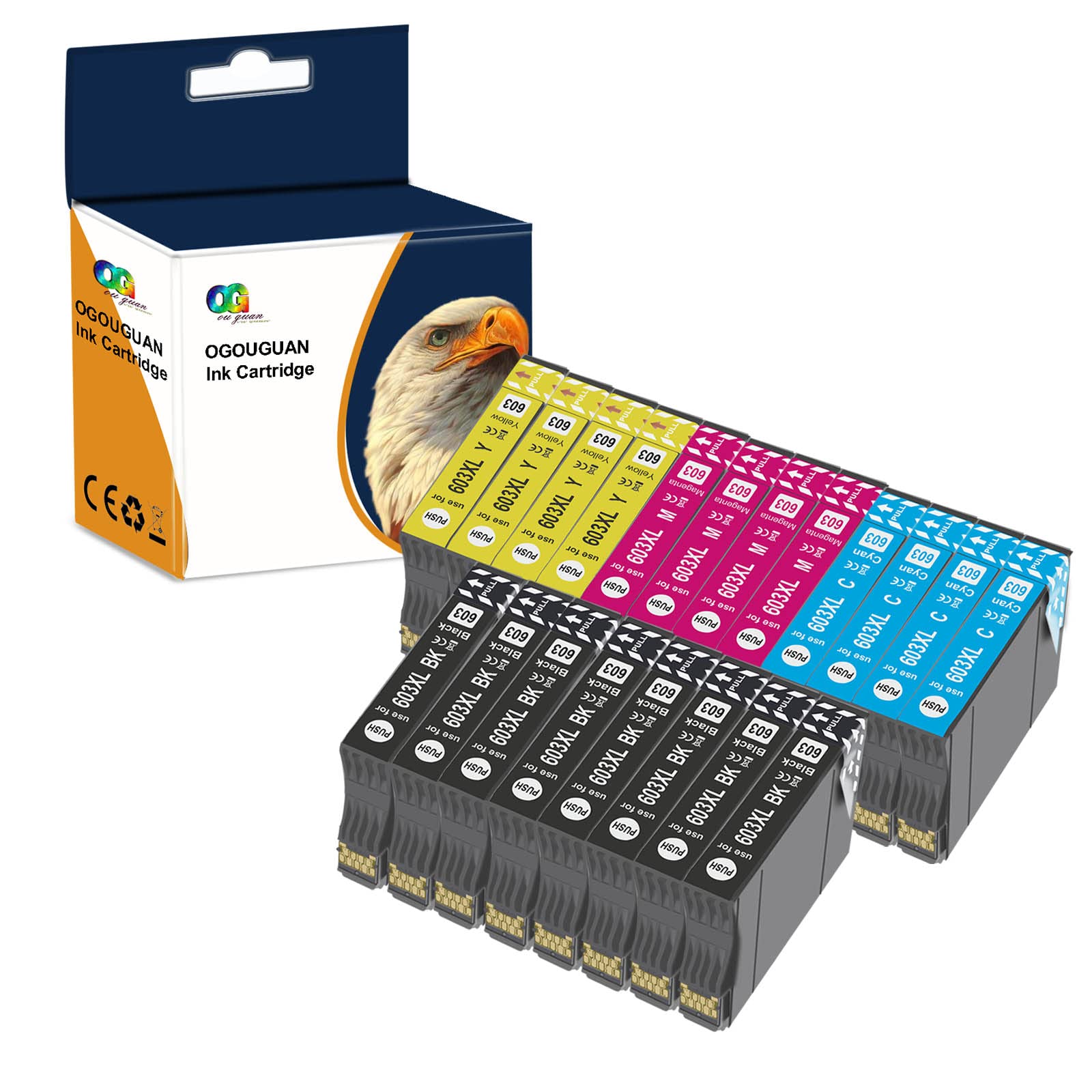 Cartucce D'Inchiostro Compatibili OGOUGUAN Per Epson 603/603XL - 4 Pezzi (1 Nero, 3 Colori) Per Stampanti XP E WF - 5