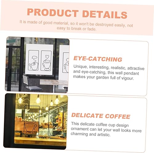 Miniatura 6 de NOLITOY Colgantes de pared de hierro forjado, decoración nórdica, decoración de cerca, decoración de café, 3 piezas, letrero de barra de café,