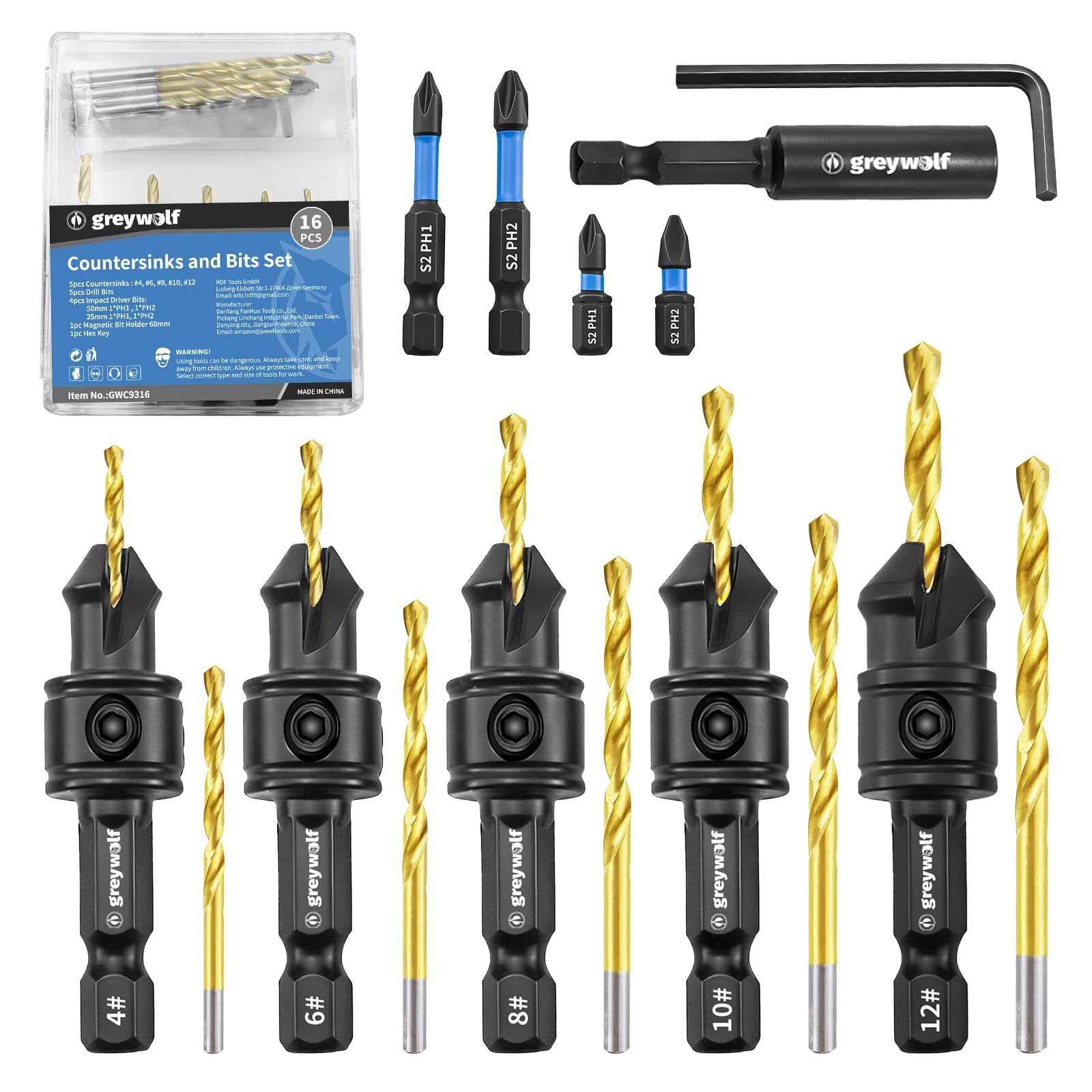 Greywolf Countersink Drill Bit Set - 16 Pieces -1