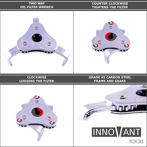 Miniatura 3 de Innovant Llave de filtro de aceite ajustable de 3 mandíbulas la mejor herramienta para quitar motocicletas autos camiones y filtros de aceite