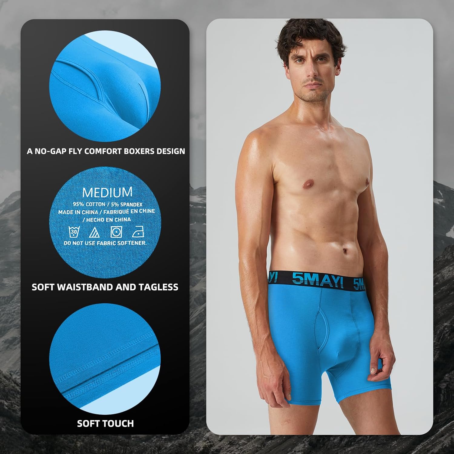 Counting Stars Men's Boxer Briefs Underwear Cotton Colorful Mens Underwear Boxer Briefs for Men Pack S M L XL XXL - Image 4