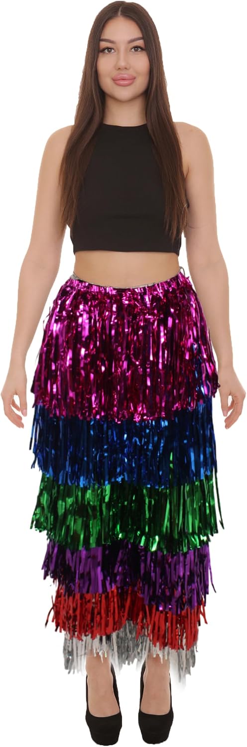 HPO Women’s Wide Colorful Leg Pants Costume for Halloween | Shiny Outfit for Cosplay, Parties & Events