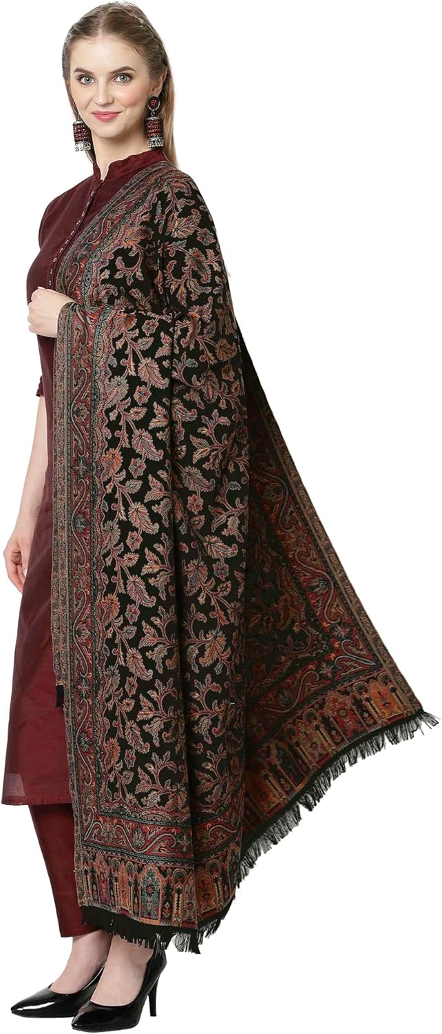 Weavers Villa Women's Pashmina Wool Blend Indian Handicraft Woven Shawls, Scarf, Wraps [Large Size: 40" X 80"] - Image 2