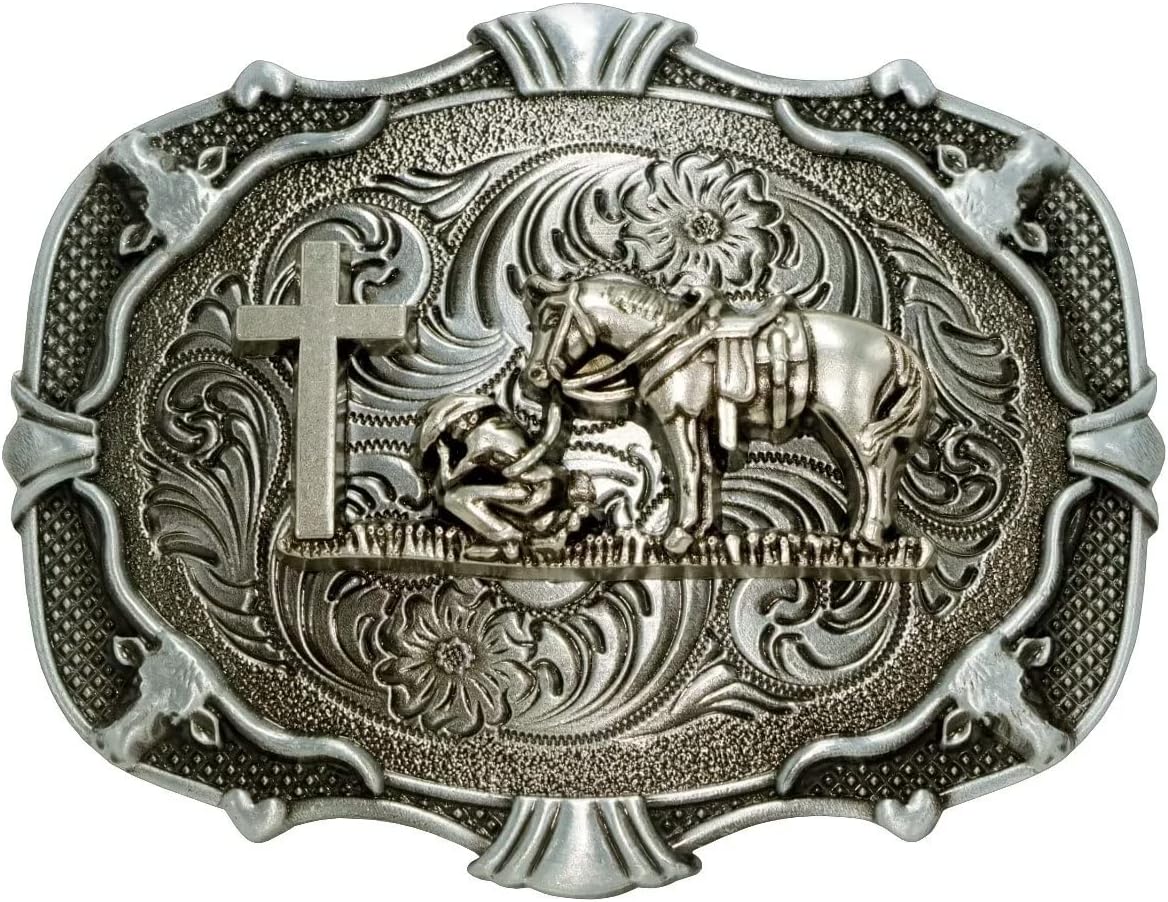 Moranse Silver Religion Cross Kneeling Prayer Design