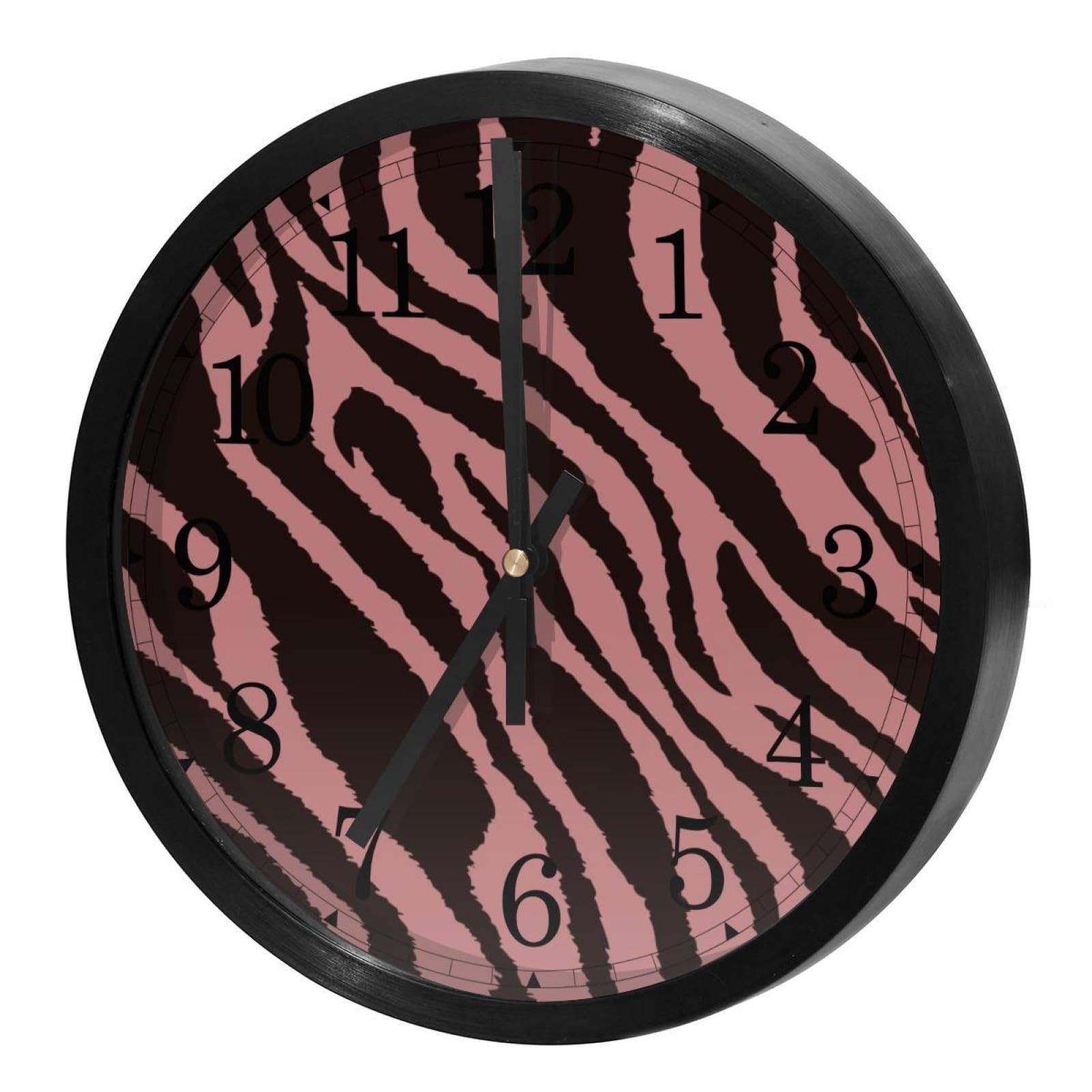 Horloge murale silencieuse à piles ronde à quartz zébré pour école