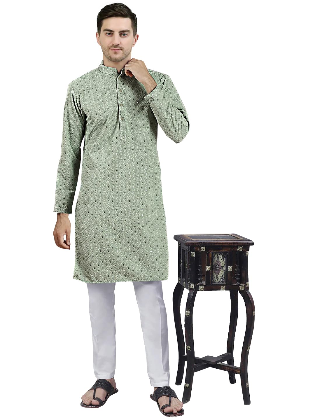 SG LEMAN Men’s Ethnic Wear Cotton Sequined Kurta Pajama For Men SG LEMAN Men’s Ethnic Wear Cotton Sequined Kurta Pajama For Men