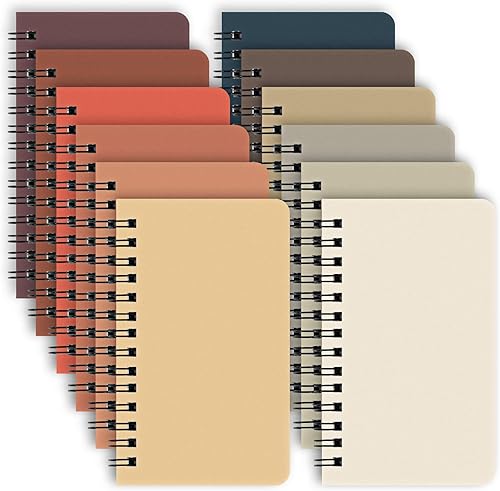 EOOUT 12 cuadernos pequeños en espiral, mini cuadernos de bolsillo de 3 x 5 con páginas forradas, 60 hojas para accesorios de oficina en casa y