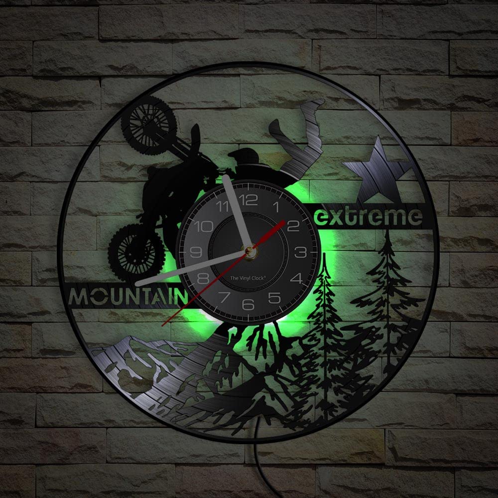 Horloge murale en vinyle moto tout-terrain veilleuse décorative salon