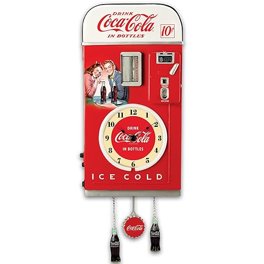 The Bradford Exchange Coca Cola Vintage Vending Machine Wall Clock, LED Lights, Sound Effects item