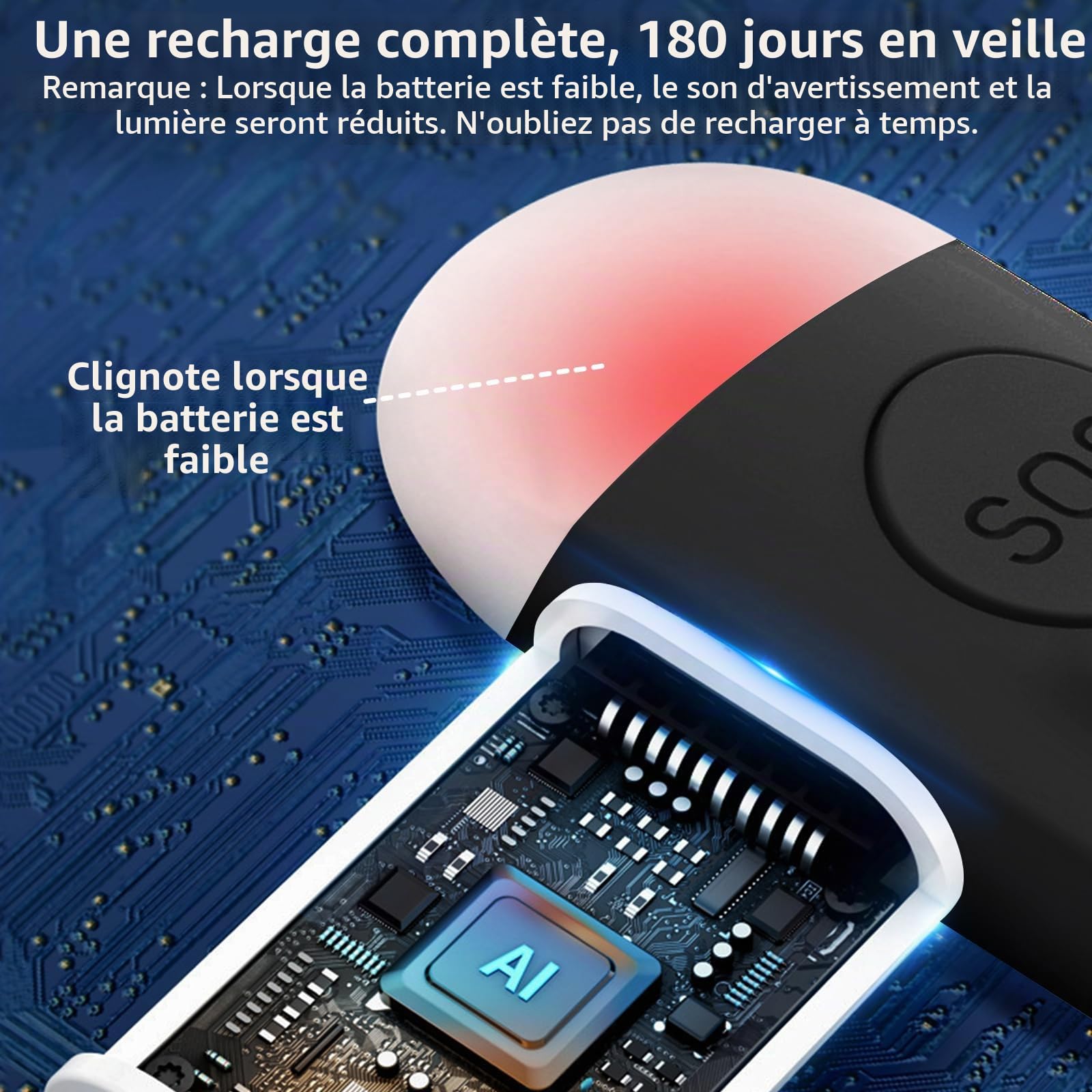 Alarme de Poche Rechargeable, Auto-défense Personnel Indispensable avec Une Sirène Anti-agression de 130 DB et Lumière LED, pour Femmes, Enfants et Personnes agées
