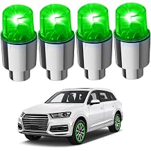 4 PCS Wheel Lights Waterproof Decorative LED Lamp Alloy LED Tire Valve Stem Cap Light for Cars Truck Motorcycle Green