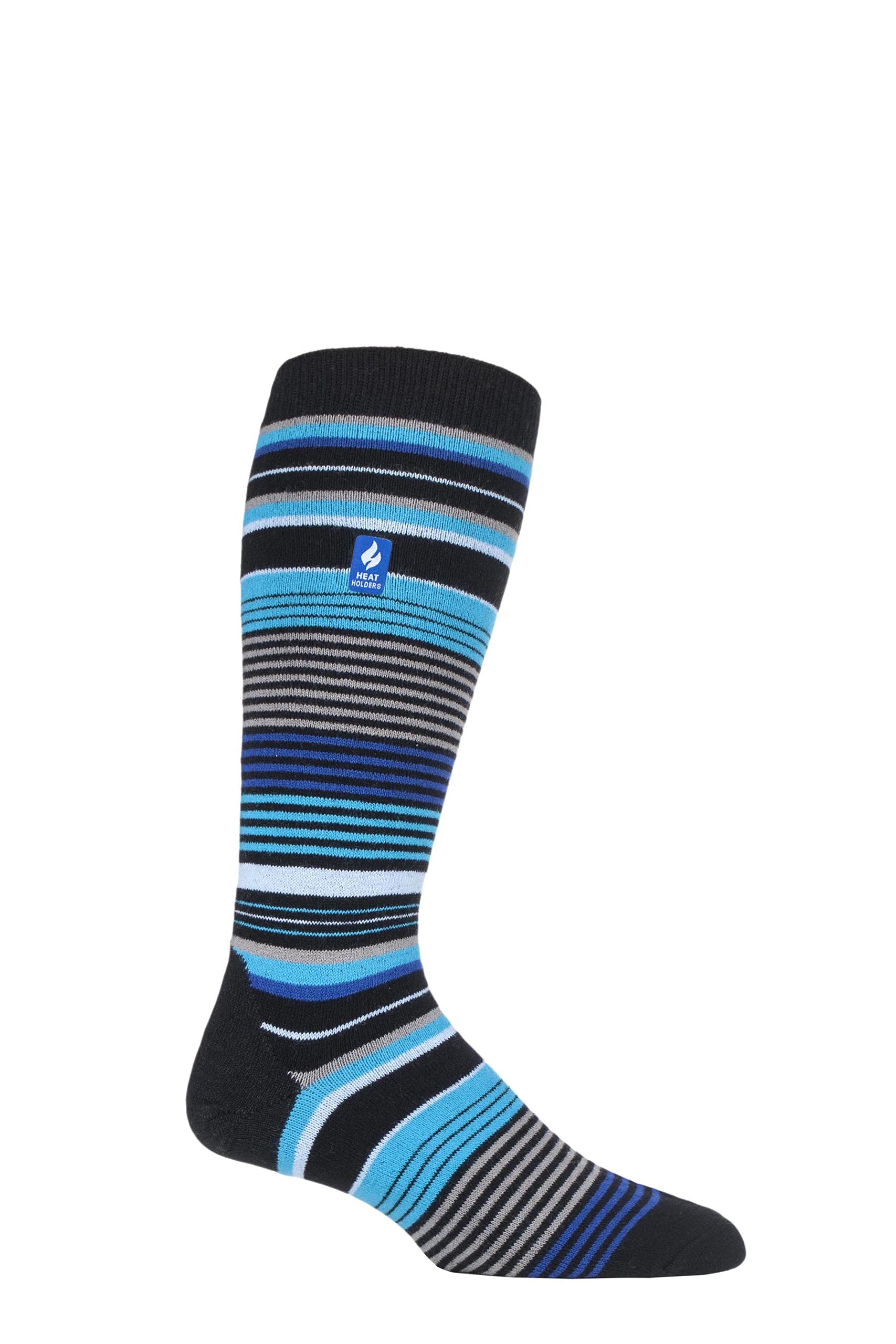 HEAT HOLDERS SOCKSHOP Mens 1.0 TOG Slalom Adventure Ultra Lite Ski Socks Pack of 1 Black Stripe 6-11