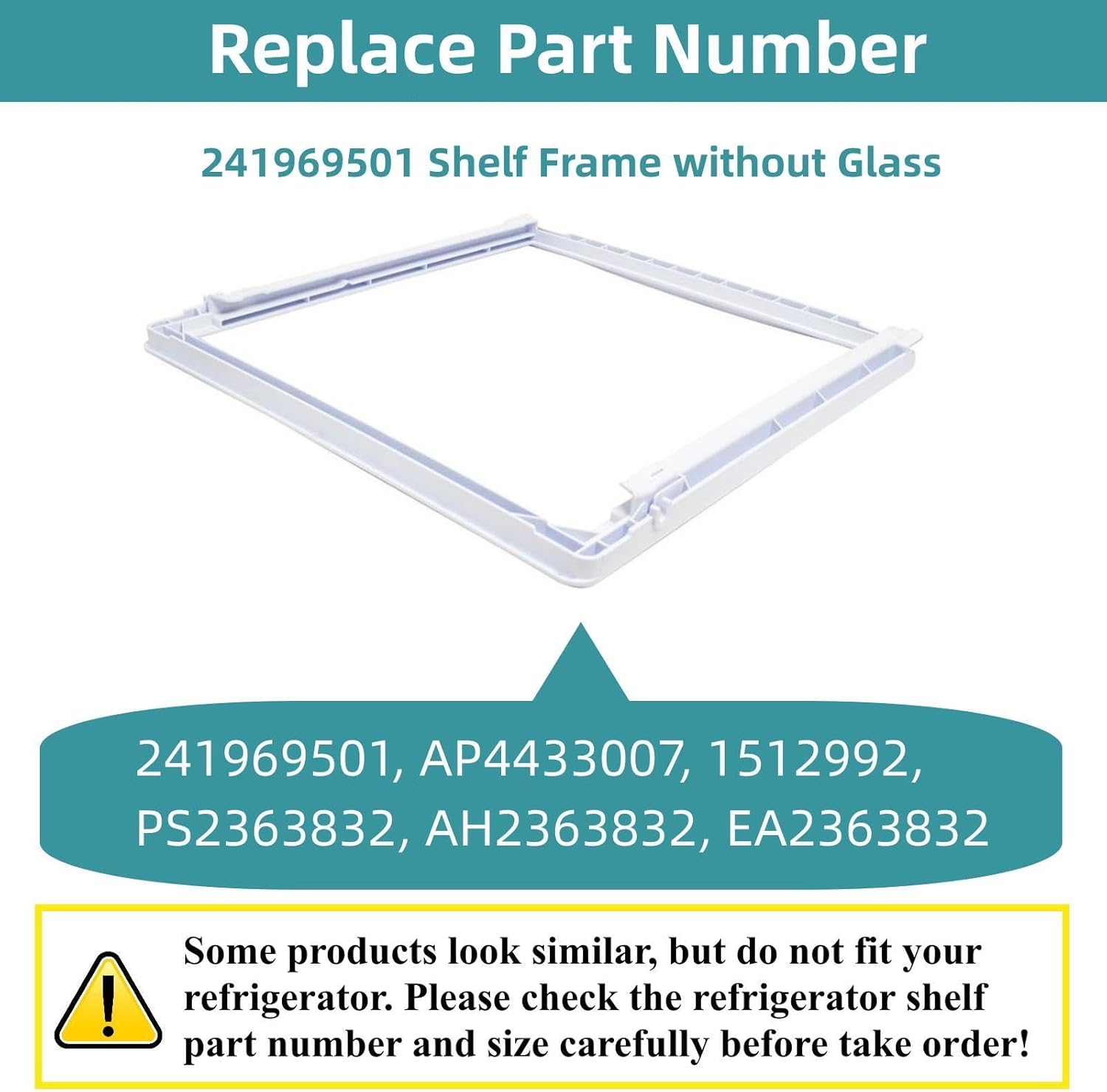 241969501 Crisper Pan Cover, Shelf frame without Glass, Meat Pan Glass Cover Frame, Compatible with Frigi-daire Refrigerator, Replaces AP4433007, 1512992, PS2363832, AH2363832, EA2363832…