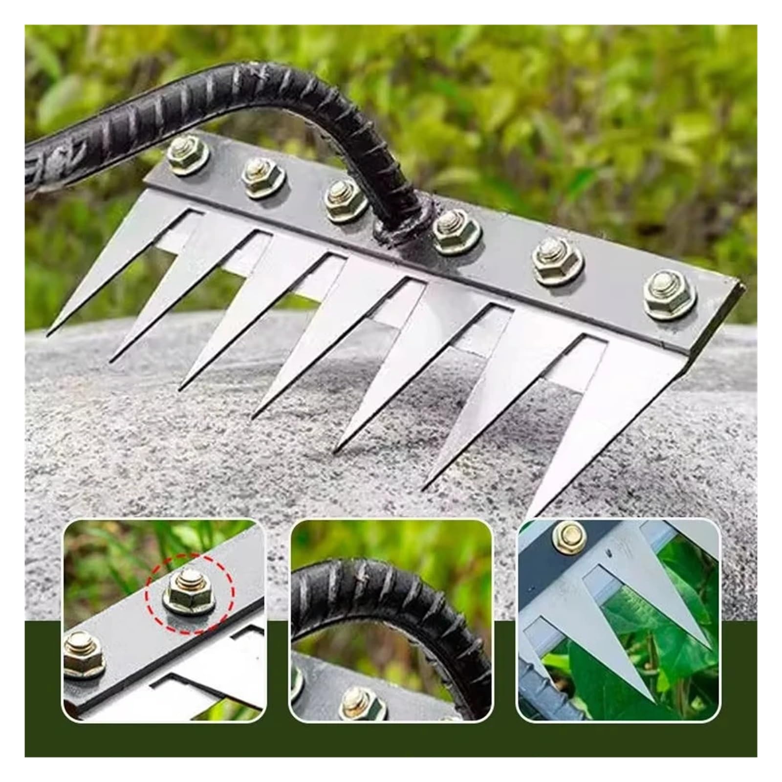 5/6/7/8 zähne Eisen Gartenarbeit Hacke Jäten Rake Bauernhof Werkzeug Greifen Harken Lösen Boden Nagel Rake Werkzeug artefakt Egge Bauernhof Werkzeug(6 Teeth)