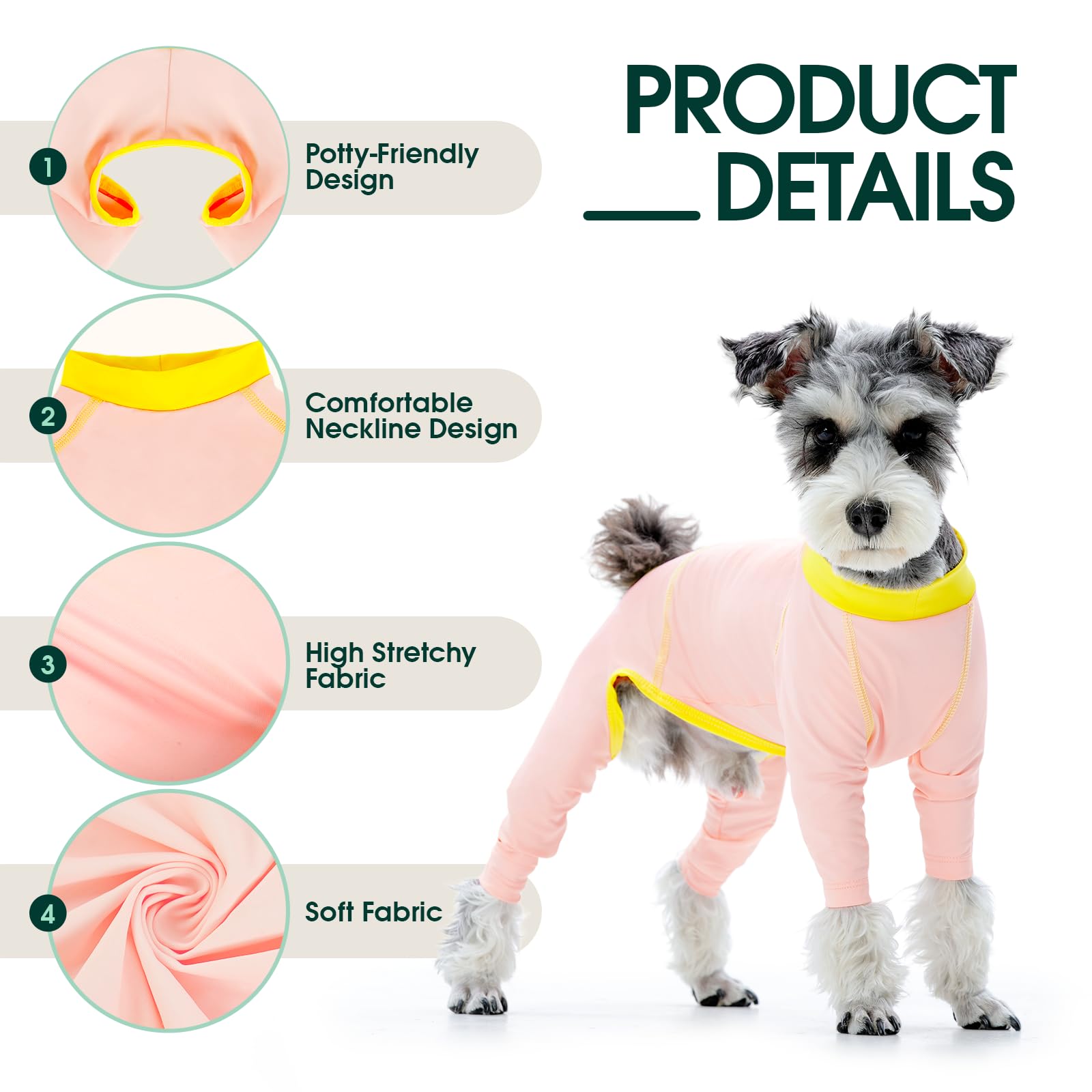 Kuoser Hunde Schlafanzug, Hundebody mit Beinen, Sonnenschutz Shirt, Rosa XL | Atmungsaktives Hundepyjama mit 4 Beinen für kleine Hunde, Kühlweste Hund, Hundeshirt für Indoor & Outdoor