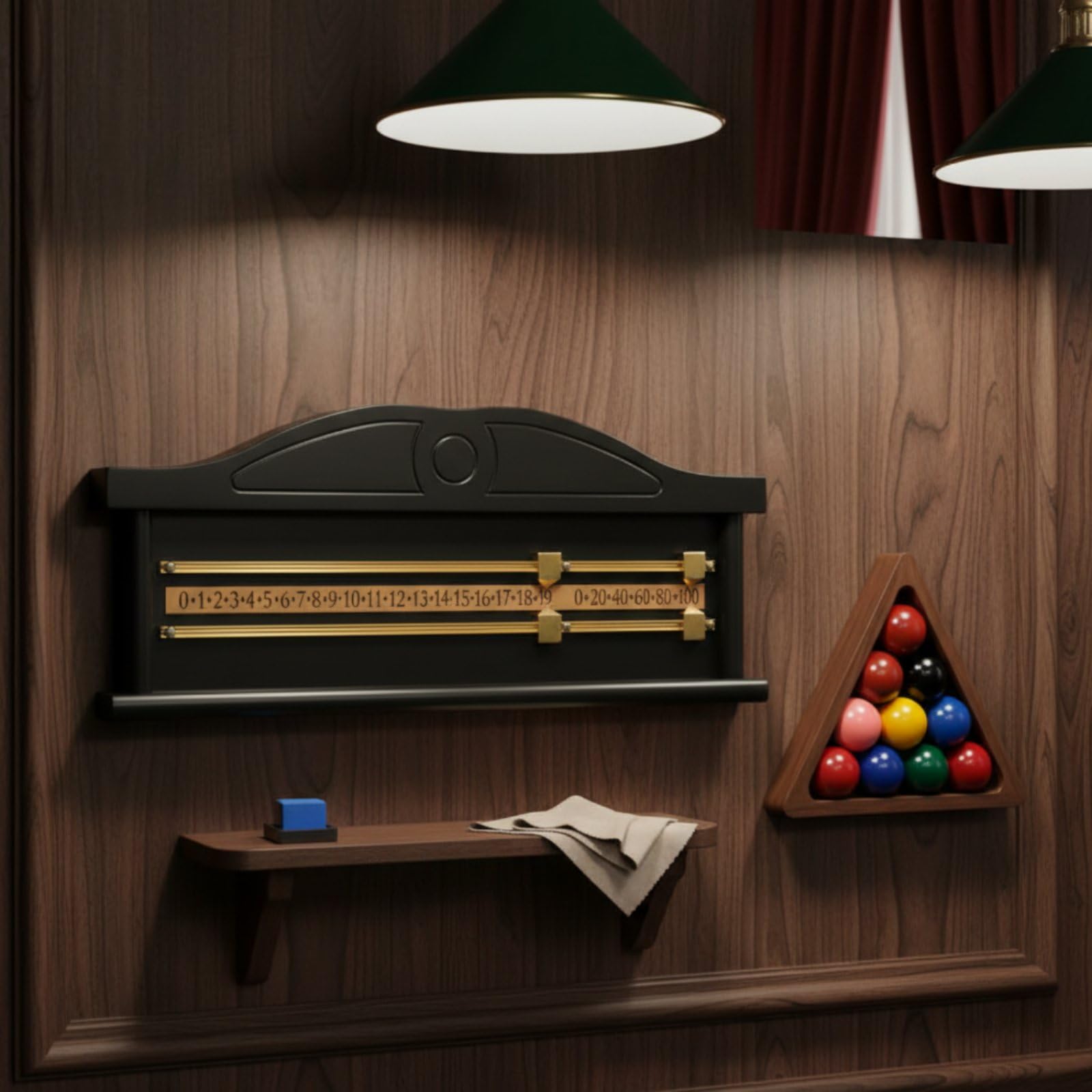 Segnapunti a 2 Binari in Legno senza senza Alimentazione Elettrica Contapunti Snooker Leggero Attrezzatura Sportiva per Tornei