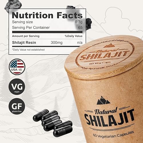 Miniatura 2 de NATURAL SHILAJIT Cápsulas (suministro de 2 meses) – 60 unidades – Shilajit para hombres y mujeres con ácido fúlvico y oligominerales, nutrientes a