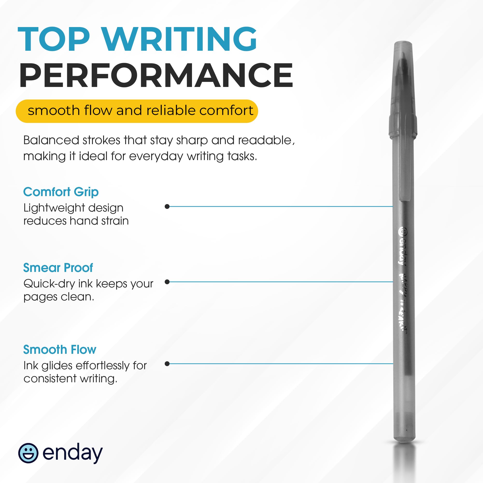 Enday Pens Ballpoint 60 Pack 30 Blue 30 Black Pens Ink Pens Bulk Medium Point 1 0mm Smooth — view 7