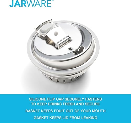 Miniatura 7 de Jarware Tapa para infusión de bebidas y frutas 2 en 1 de acero inoxidable, boca regular, plateado