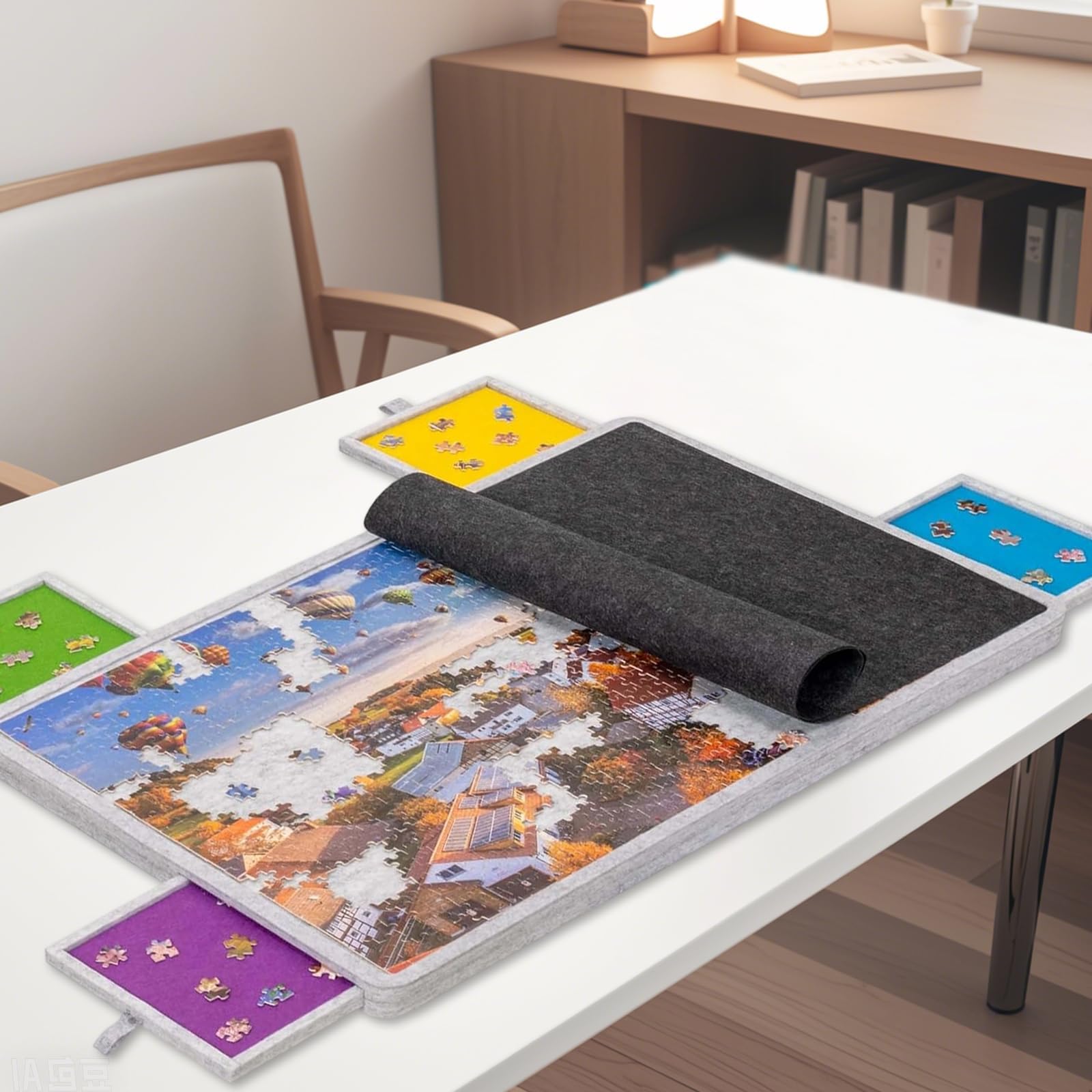 Tapis Puzzle 1000 Pieces Table Puzzle Inclinable Plateau Puzzle Table De Puzzle Tapis Puzzle avec Tiroir Table à Puzzle Ultra-LéGèRe en Feutre