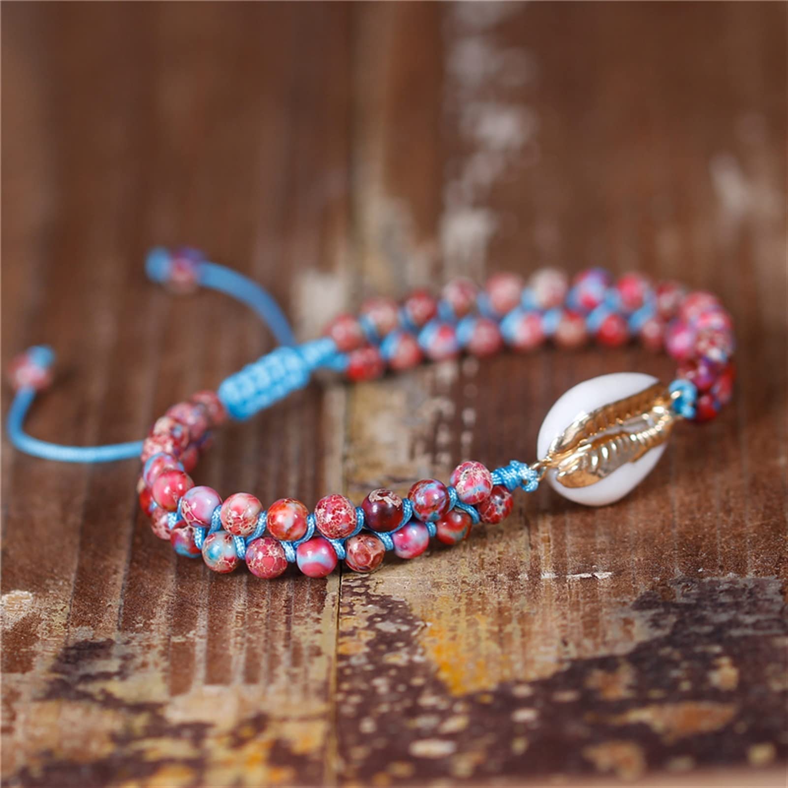 Pulsera única con dijes de Concha, Pulseras de macramé Trenzadas de Piedra Natural, Pulsera Envolvente con Cuentas apilables, joyería étnica para Mujeres, Pulsera, joyería