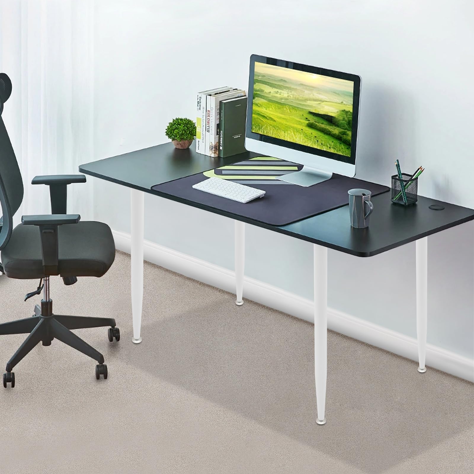 Juego de 4 patas para muebles, 55 cm, con horquilla, patas de mesa, patas de altura regulable, ideales para armarios, mesas y proyectos de bricolaje (blanco)