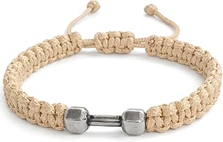 Braided Rope Bracelet with Dumbbell Charm, Adjustable Macrame Style, for both sex