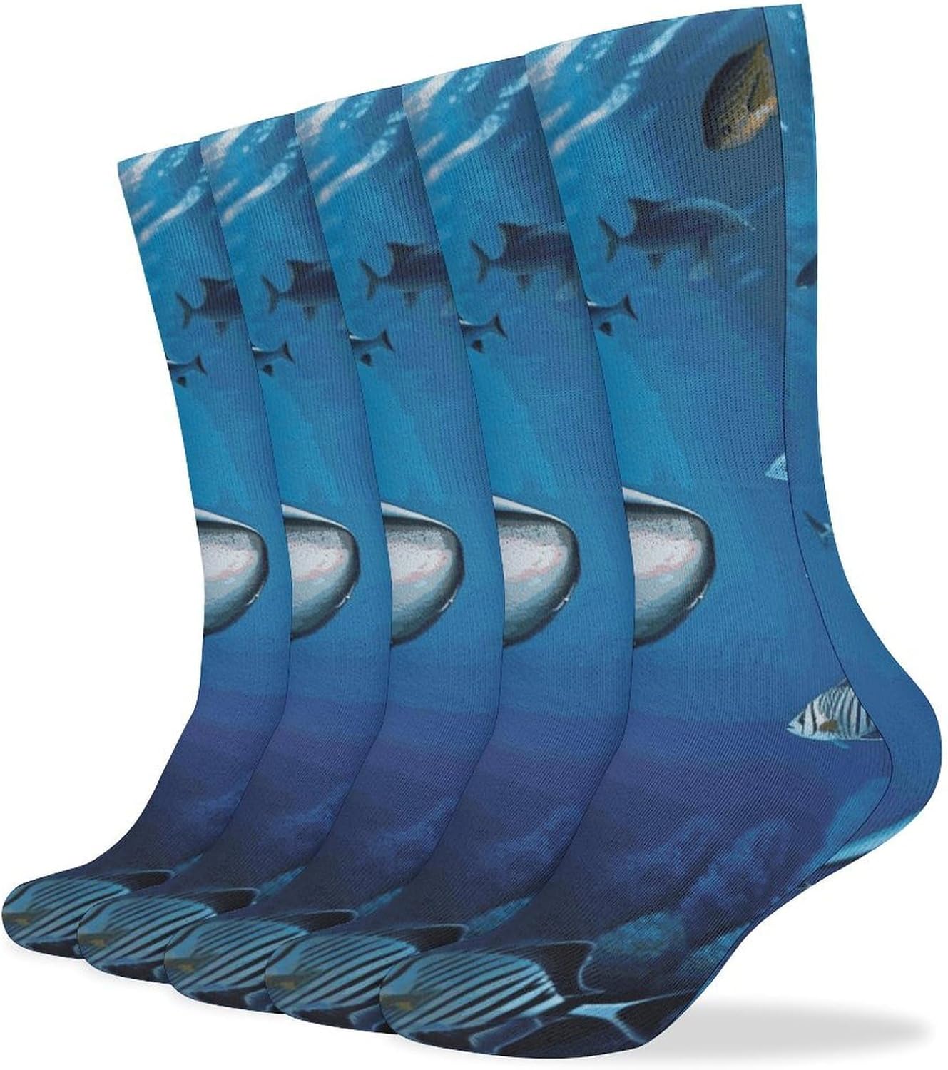 Great White Fish Stocking - Cute Casual Long Athletic,Crew Sock for Men Women,Running Socks Soft Breathable for Gift