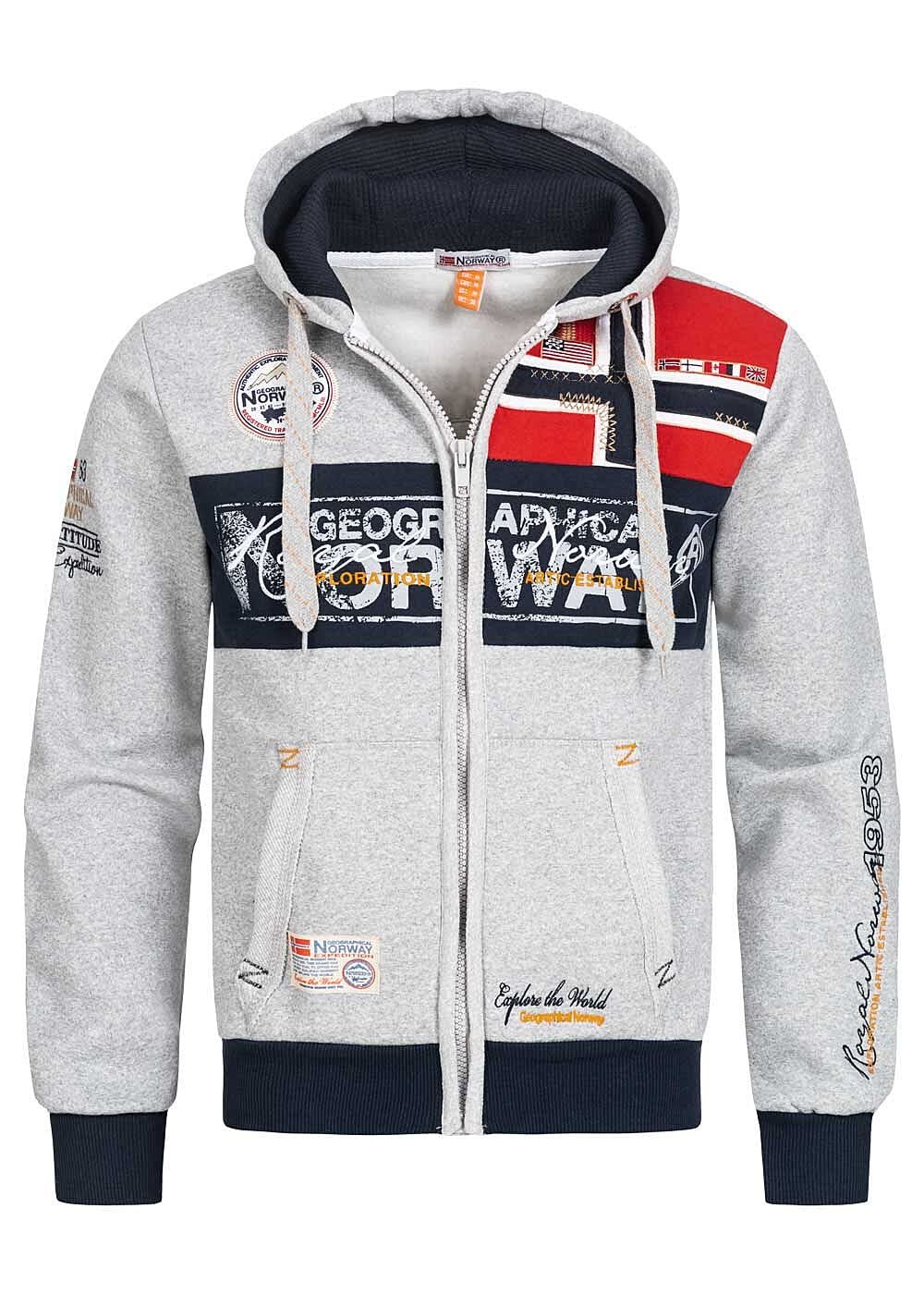 Geographical Norway Herren Sweatjacke Flyer Jacke mit Kapuze,Patches