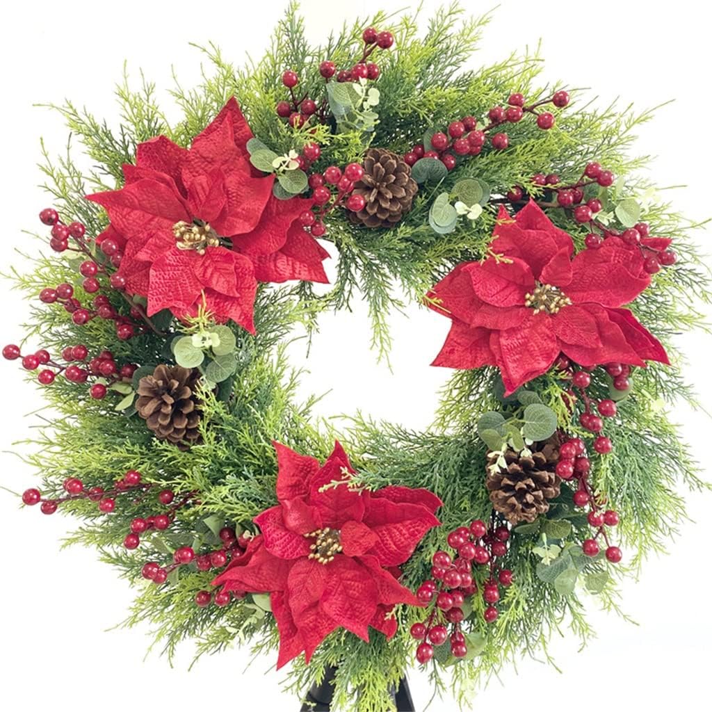 Simulation Christmas Wreath red Pine Cone American Holiday Door Decoration Wreath