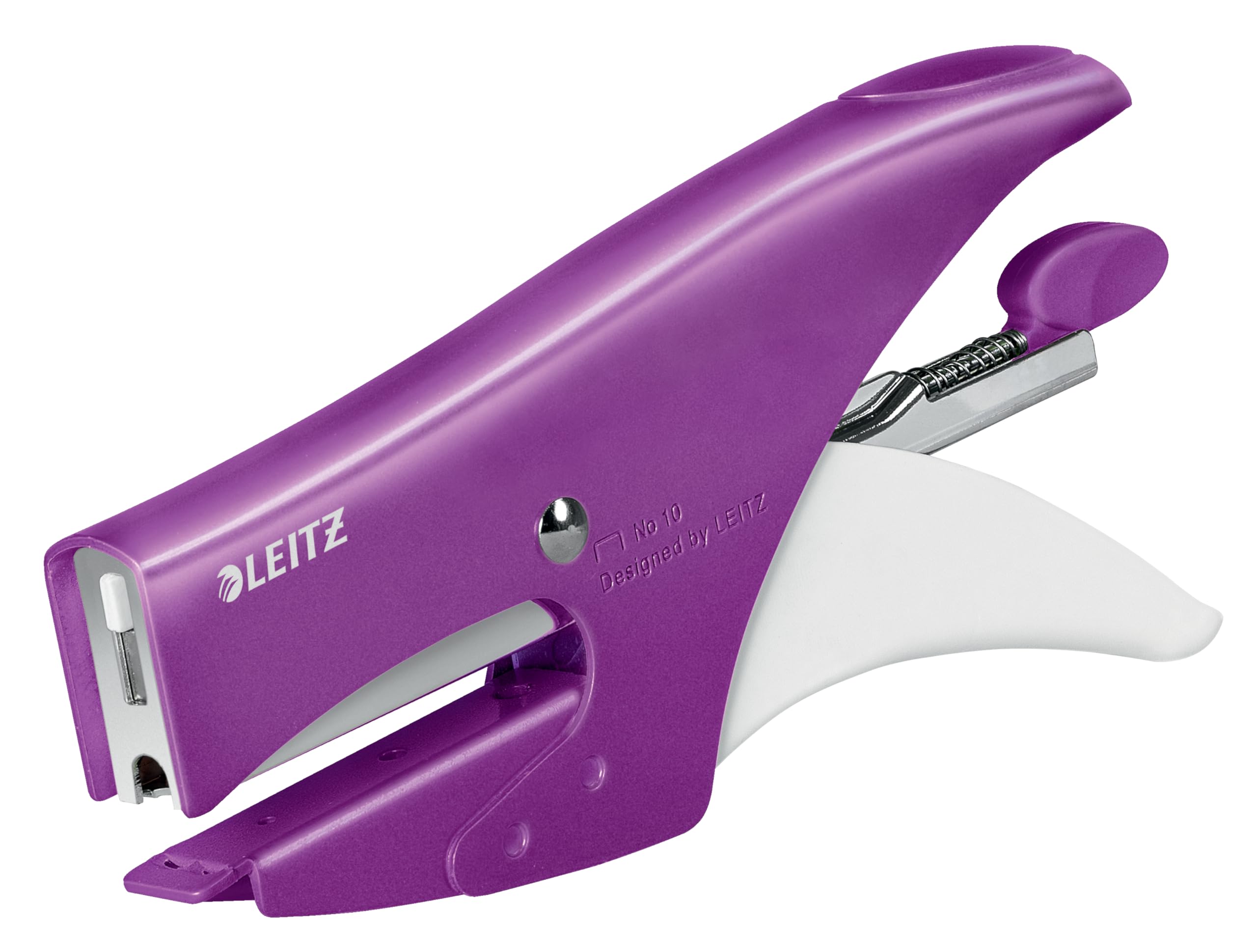 Leitz WOW Stapling Pliers, Uses No. 10 Staples, 15 Sheet Capacity, Metal, Includes Staples, Purple, 55311062