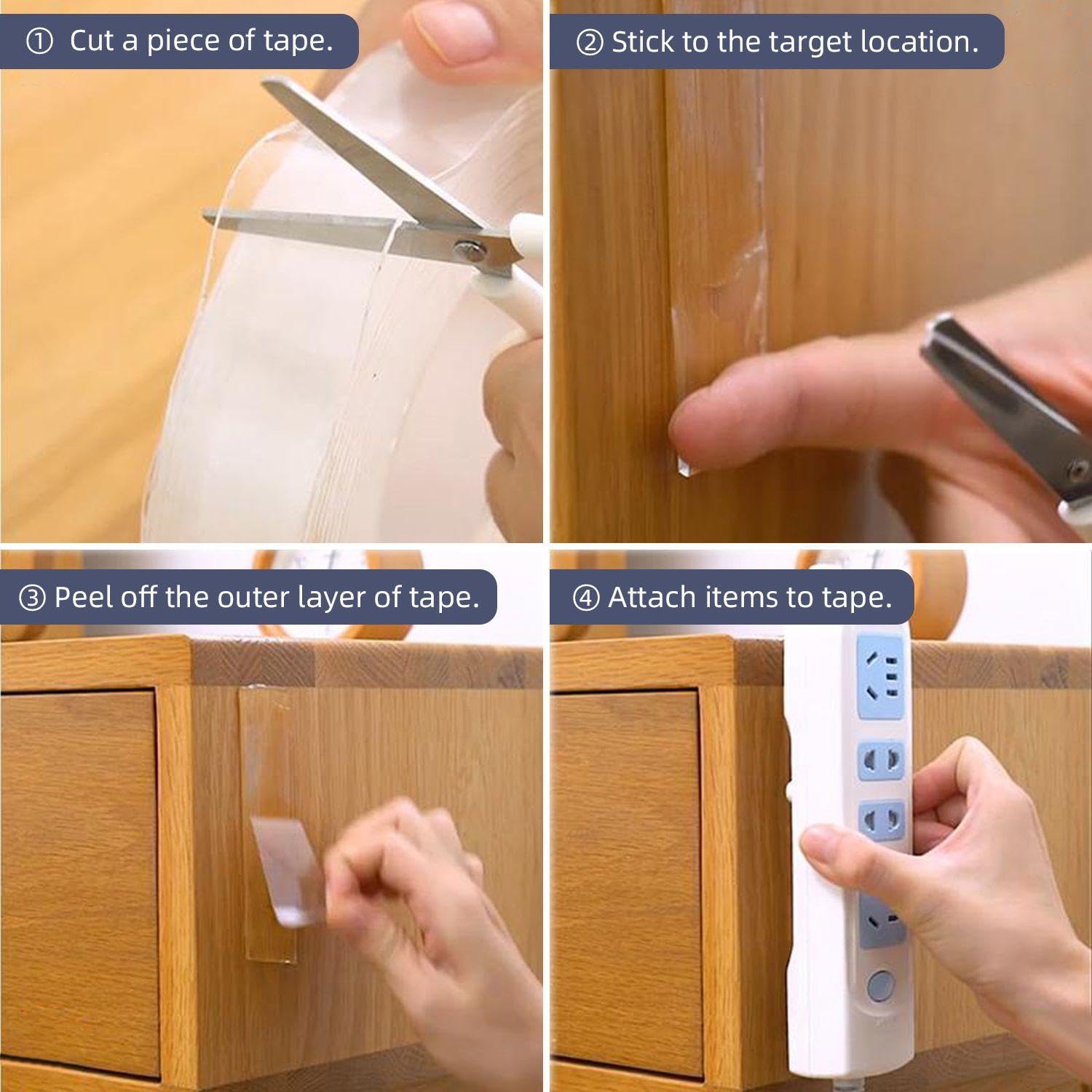 2 Rolls of Clear Double Sided Tape with 1 Small Scraper, Waterproof Sealing Tape, Double Sided Fixing Tape - Image 3