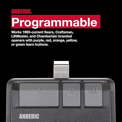 Miniatura 4 de Paquete de 2 Anderic 893MAX para Chamberlain LiftMaster Craftsman - Abridor de puerta de garaje universal 893LM 893MAX 971LM Universal - 3 botones