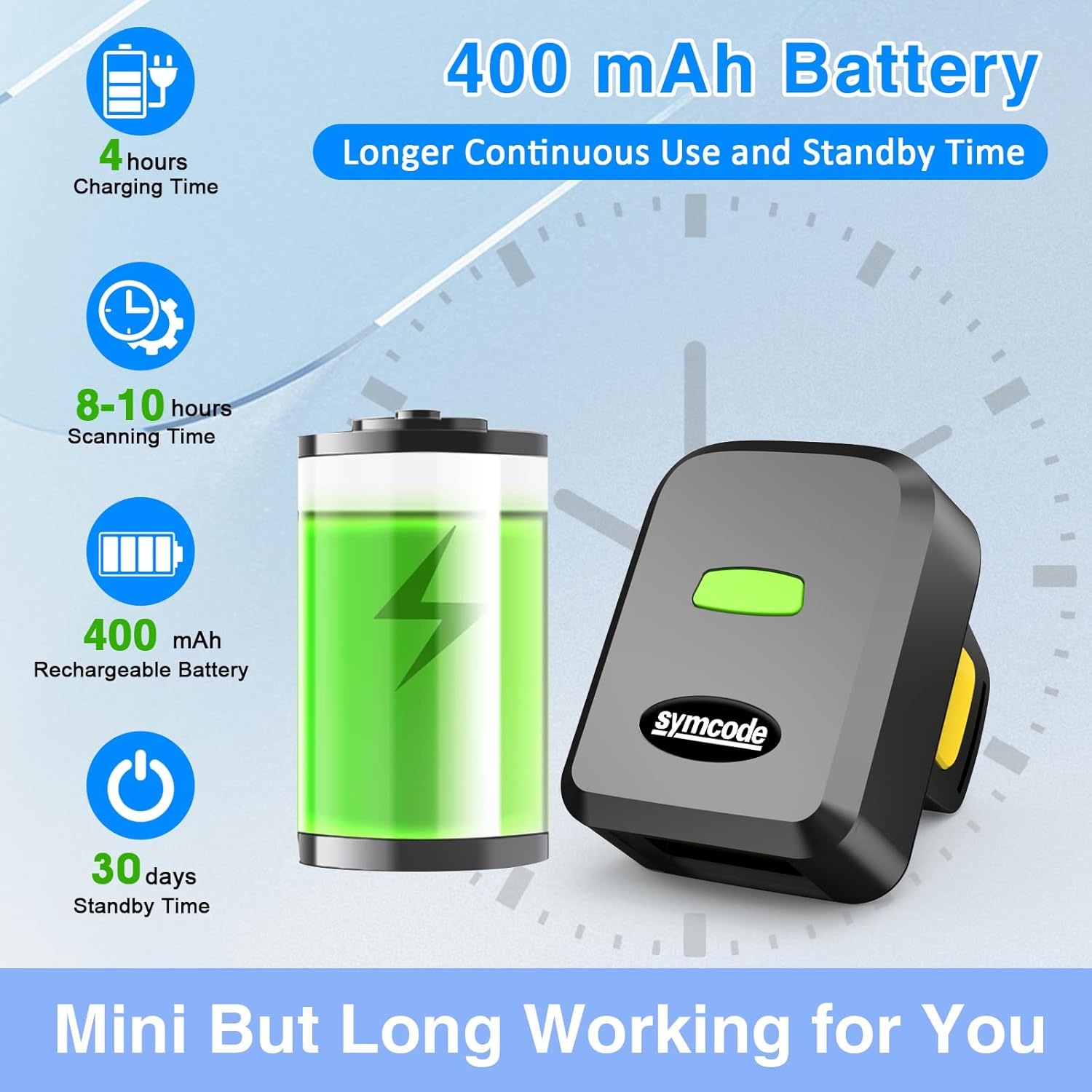 2D Bluetooth Barcode Scanner, Mini Wireless Wearable Finger Barcode Scanner 3-in-1 Bluetooth & USB Wired and 2.4G Wireless for Book, Warehouse Inventory, Express stocktaking